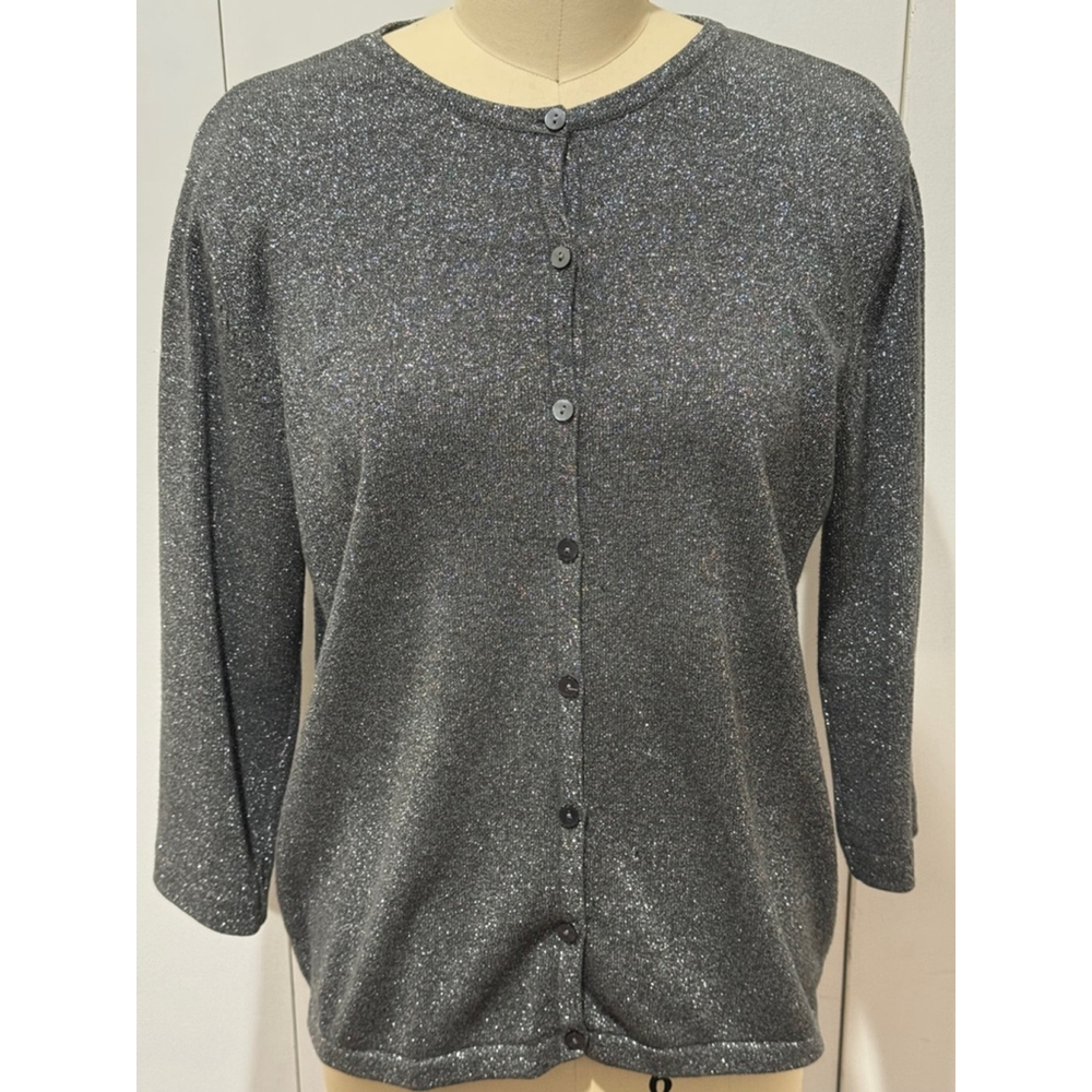 Women's Unbranded knit Cardigan Size M metallic silver 3/4 sleeve